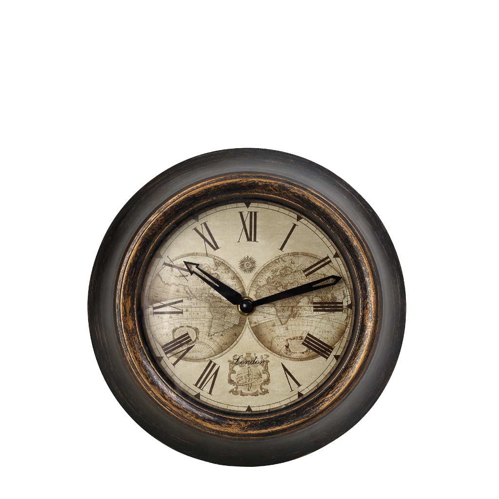 Ρολόι Τοίχου Polyresin Καφέ ESPIEL 23,2x5,4x23,2εκ. ROL603 (Υλικό: Polyresin, Χρώμα: Καφέ) - ESPIEL - ROL603