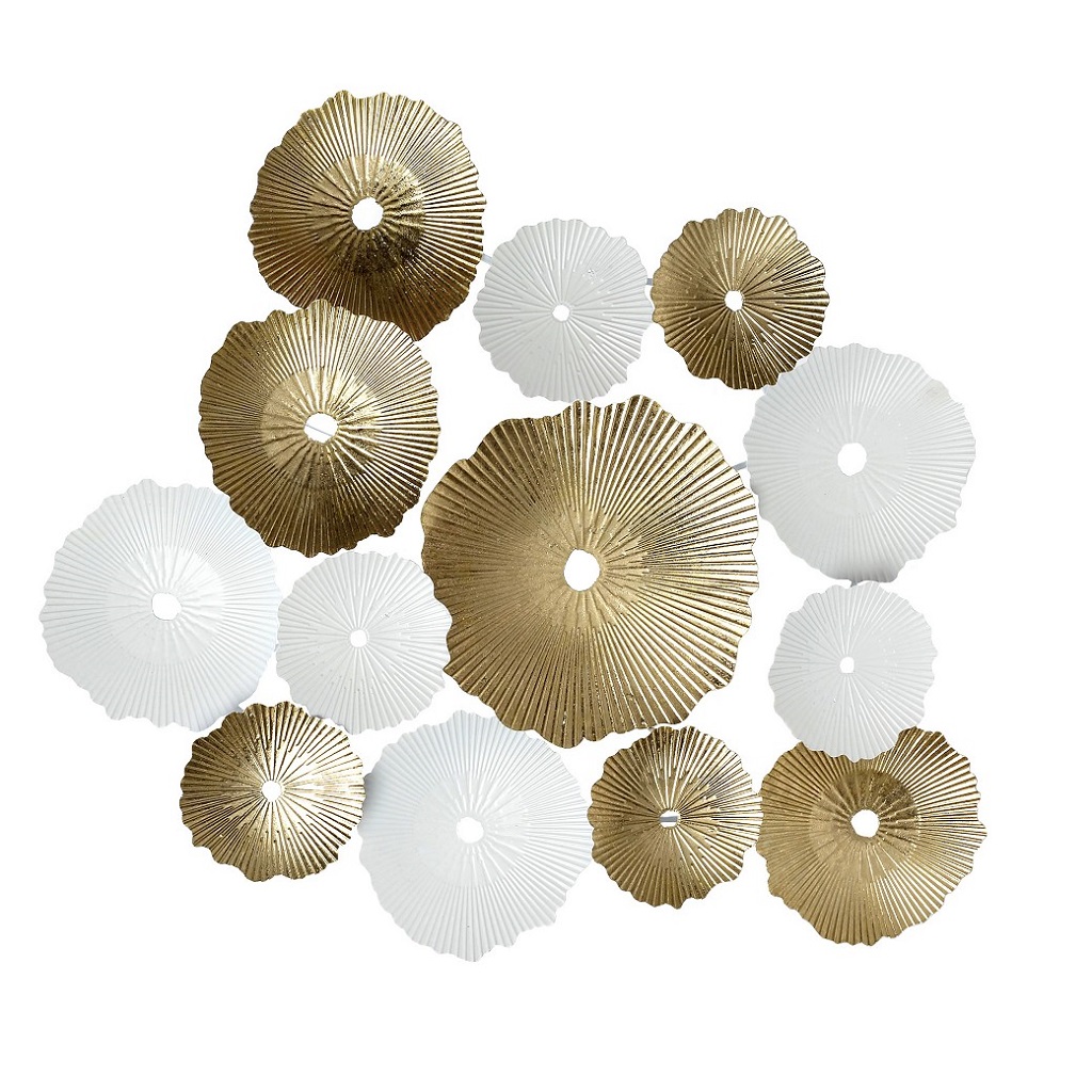 ESPIEL Διακοσμητικό Τοίχου Μεταλλικό Λευκό-Χρυσό ESPIEL 84x5,5x72,5εκ. ICY350 (Υλικό: Μεταλλικό, Χρώμα: Λευκό) - ESPIEL - ICY350