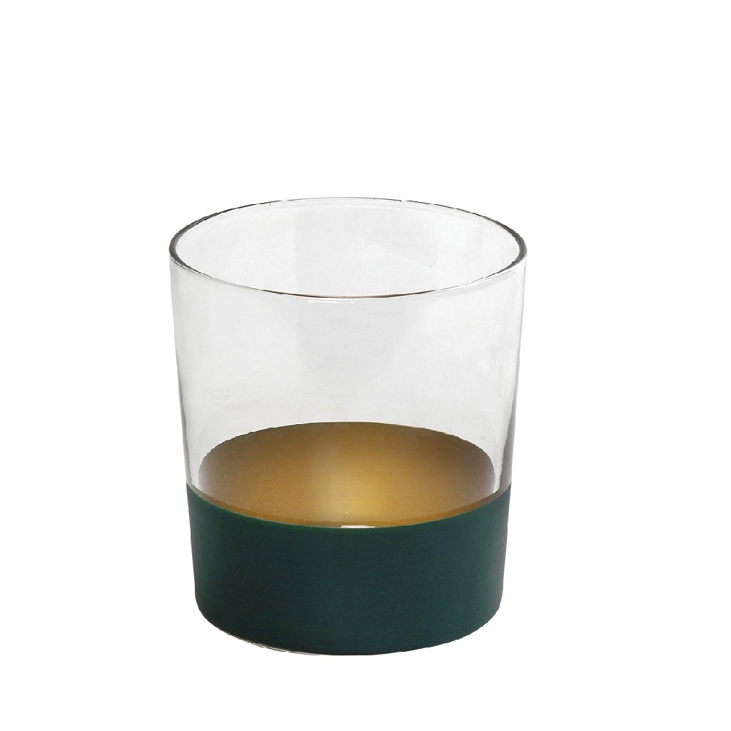 ESPIEL Ποτήρι Νερού Green-Gold Alfa ESPIEL 380ml RAB629K6 (Σετ 6 Τεμάχια) (Υλικό: Γυαλί, Χρώμα: Πράσινο , Μέγεθος: Σωλήνας) - ESPIEL - RAB629K6