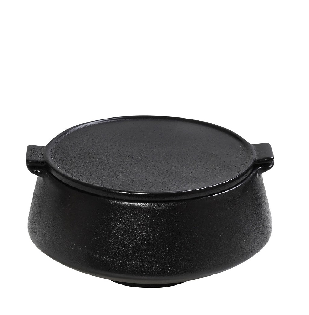 Μπωλ Σερβιρίσματος Με Καπάκι Stoneware Μαύρο Mianmar ESPIEL 15,5x13,2x8εκ. GMT202 (Χρώμα: Μαύρο, Υλικό: Stoneware) - ESPIEL - GMT202
