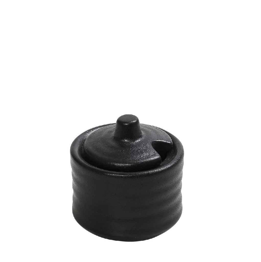 Δοχείο Σερβιρίσματος Με Καπάκι Stoneware Μαύρο Mianmar ESPIEL 100ml GMT205K5 (Σετ 5 Τεμάχια) (Χρώμα: Μαύρο, Υλικό: Stoneware) - ESPIEL - GMT205K5