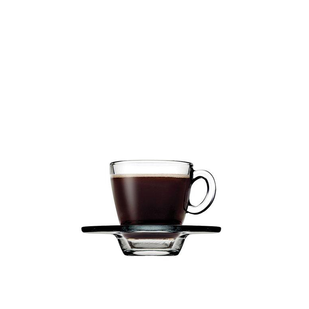Φλυτζάνι Με Πιατάκι Espresso Γυάλινο Aqua ESPIEL 72ml S