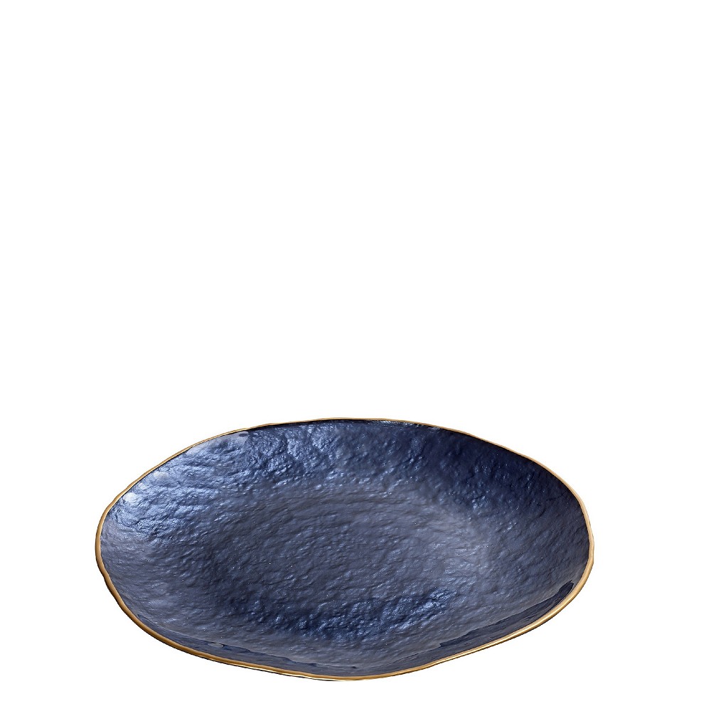 Διακοσμητική Πιατέλα Γυάλινη Μπλε Shine ESPIEL 28x2εκ. DAC1804 (Υλικό: Γυαλί, Χρώμα: Μπλε) - ESPIEL - DAC1804