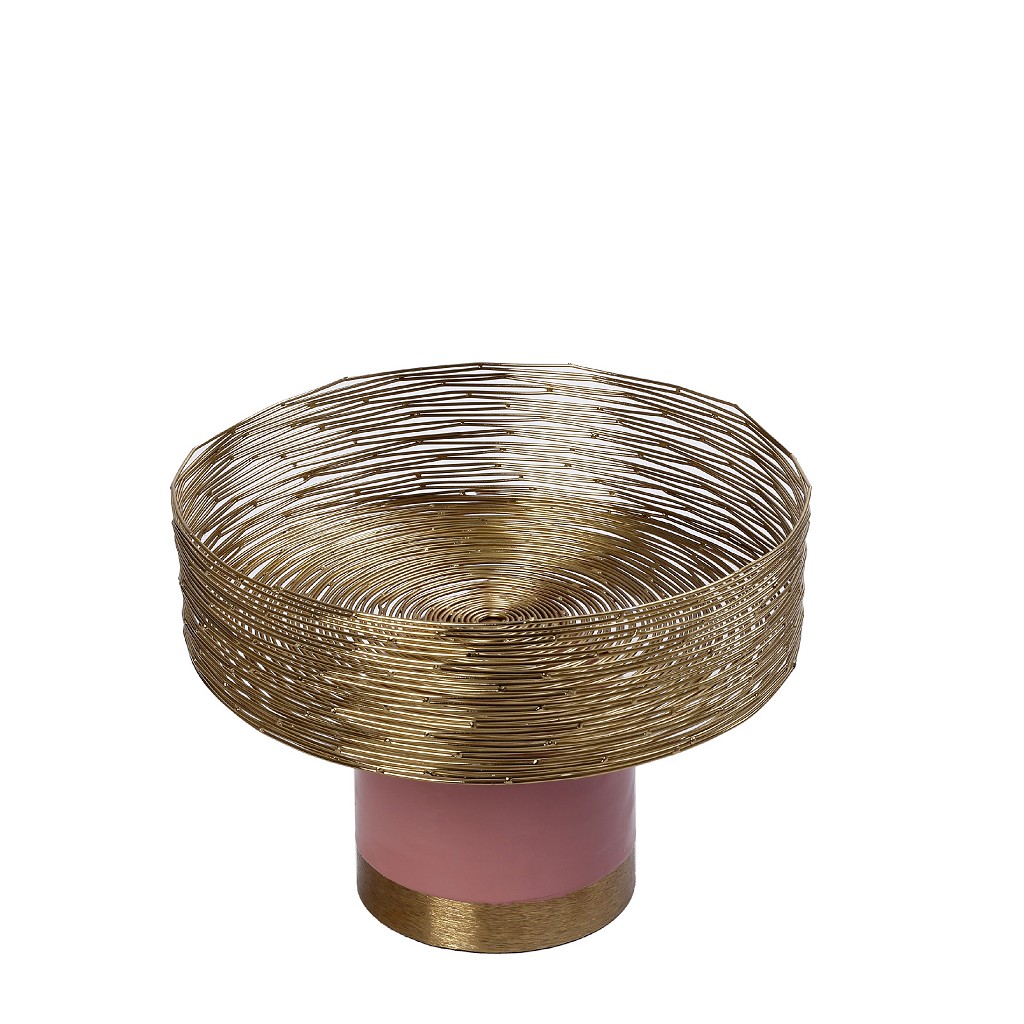 Διακοσμητικό Μπωλ Με Πόδι Μεταλλικό Χρυσό-Ροζ ESPIEL 25×20εκ. AKA211 (Υλικό: Μεταλλικό, Χρώμα: Ροζ) – ESPIEL – AKA211