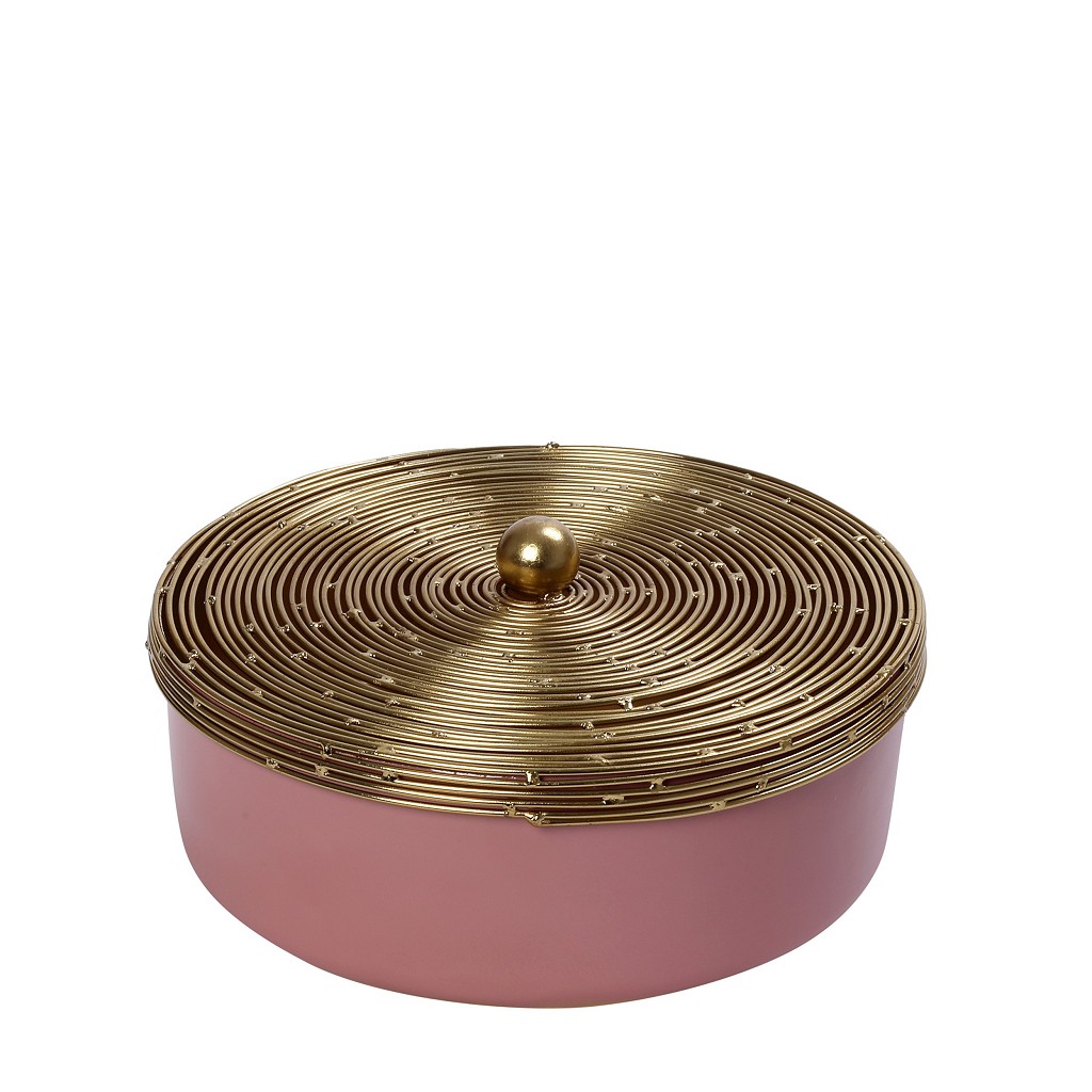 Διακοσμητικό Μπωλ Με Καπάκι Μεταλλικό Χρυσό-Ροζ ESPIEL 21×7εκ. AKA213 (Υλικό: Μεταλλικό, Χρώμα: Ροζ) – ESPIEL – AKA213
