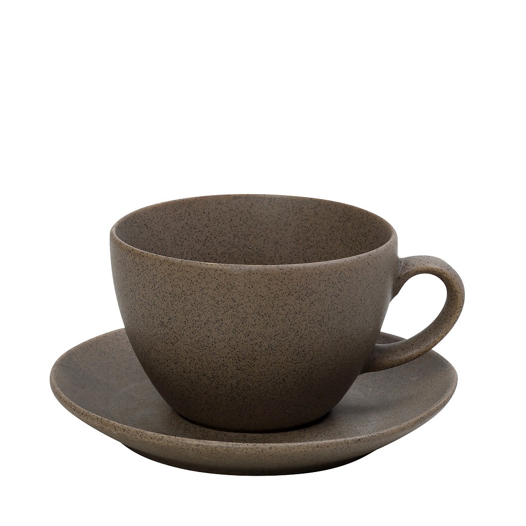 Φλυτζάνι Με Πιατάκι Πορσελάνης Morgan Brown ESPIEL 310ml-16×8,5εκ. OW2072K6 (Σετ 6 Τεμάχια) (Υλικό: Πορσελάνη, Χρώμα: Καφέ) – ESPIEL – OW2072K6