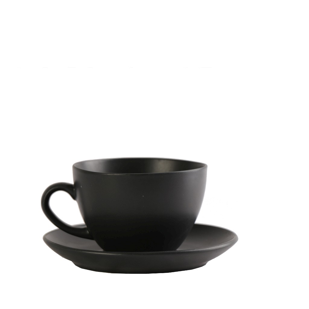 Φλυτζάνι Cappuccino Με Πιατάκι Πορσελάνης Morgan Black ESPIEL 290ml-14x14x8εκ. OW2050K6 (Σετ 6 Τεμάχια) (Υλικό: Πορσελάνη, Χρώμα: Μαύρο) – ESPIEL – OW2050K6