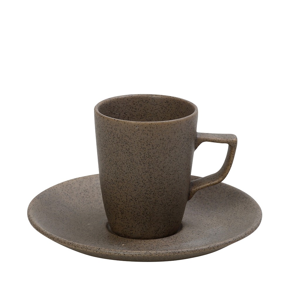 Φλυτζάνι Espresso Με Πιατάκι Πορσελάνης Morgan Brown ESPIEL 80ml-12x12x7εκ. OW2073K6 (Σετ 6 Τεμάχια) (Υλικό: Πορσελάνη, Χρώμα: Καφέ) – ESPIEL – OW2073K6