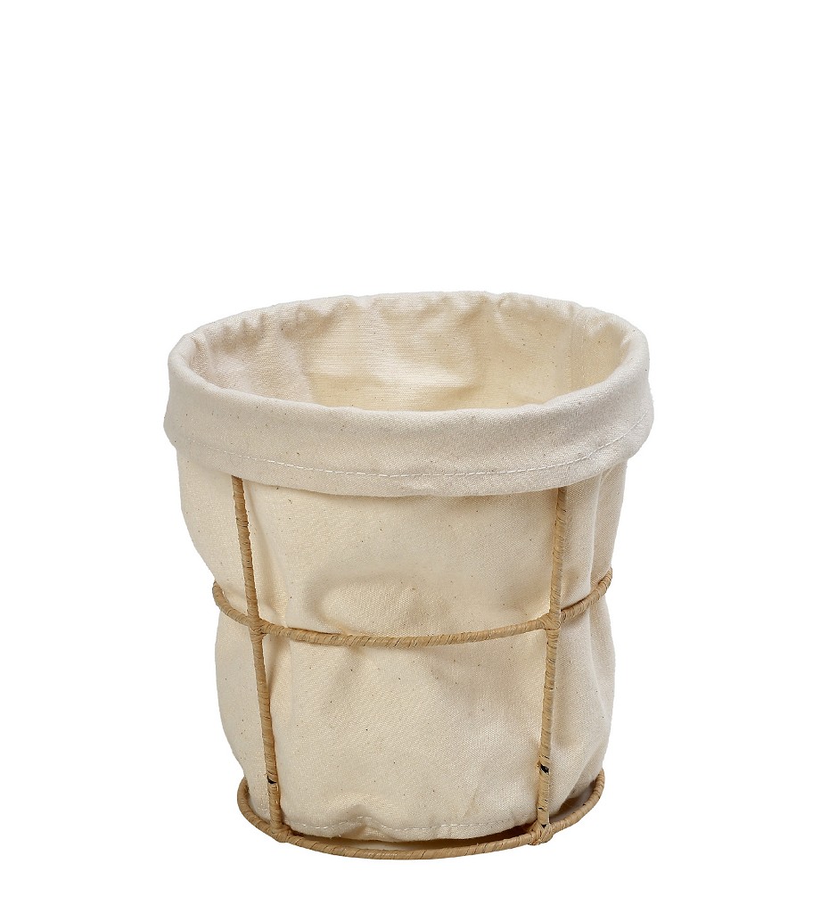 Ψωμιέρα Με Stand Cotton-Ψάθινη Μπεζ ESPIEL 12x12x9εκ. AMN117 (Ύφασμα: Βαμβάκι 100%, Υλικό: Ψάθινο, Χρώμα: Μπεζ) – ESPIEL – AMN117