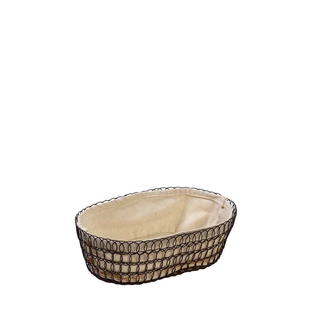 ESPIEL Ψωμιέρα Μεταλλική-Λινή Μαύρη-Μπεζ ESPIEL 22x13x6εκ. TAK311 (Υλικό: Μεταλλικό, Ύφασμα: Λινό, Χρώμα: Μαύρο) - ESPIEL - TAK311