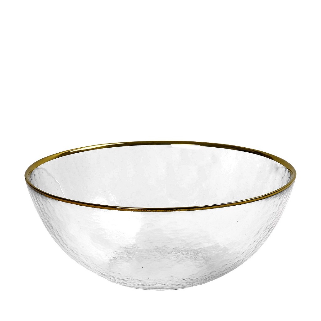 Μπωλάκι Σερβιρίσματος Γυάλινο Διάφανο-Χρυσό Dia ESPIEL 12,3x12,3x6εκ. SUP201K4 (Σετ 4 Τεμάχια) (Υλικό: Γυαλί, Χρώμα: Χρυσό ) - ESPIEL - SUP201K4