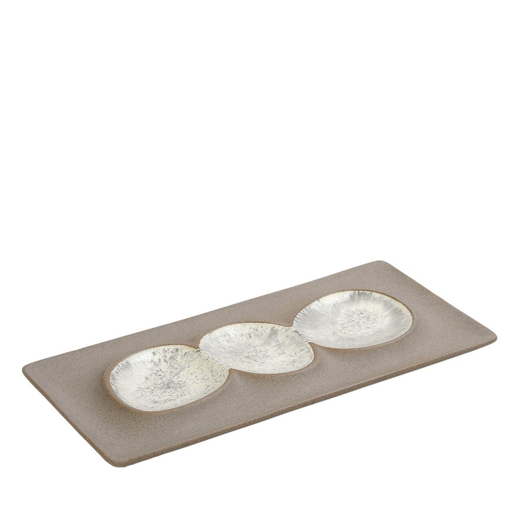ESPIEL Πιατέλα Σερβιρίσματος 3 Θέσεων Stoneware Μπεζ Spirit ESPIEL 31,8x15,8x2,2εκ. NIC706K2 (Σετ 2 Τεμάχια) (Χρώμα: Μπεζ, Υλικό: Stoneware) - ESPIEL - NIC706K2