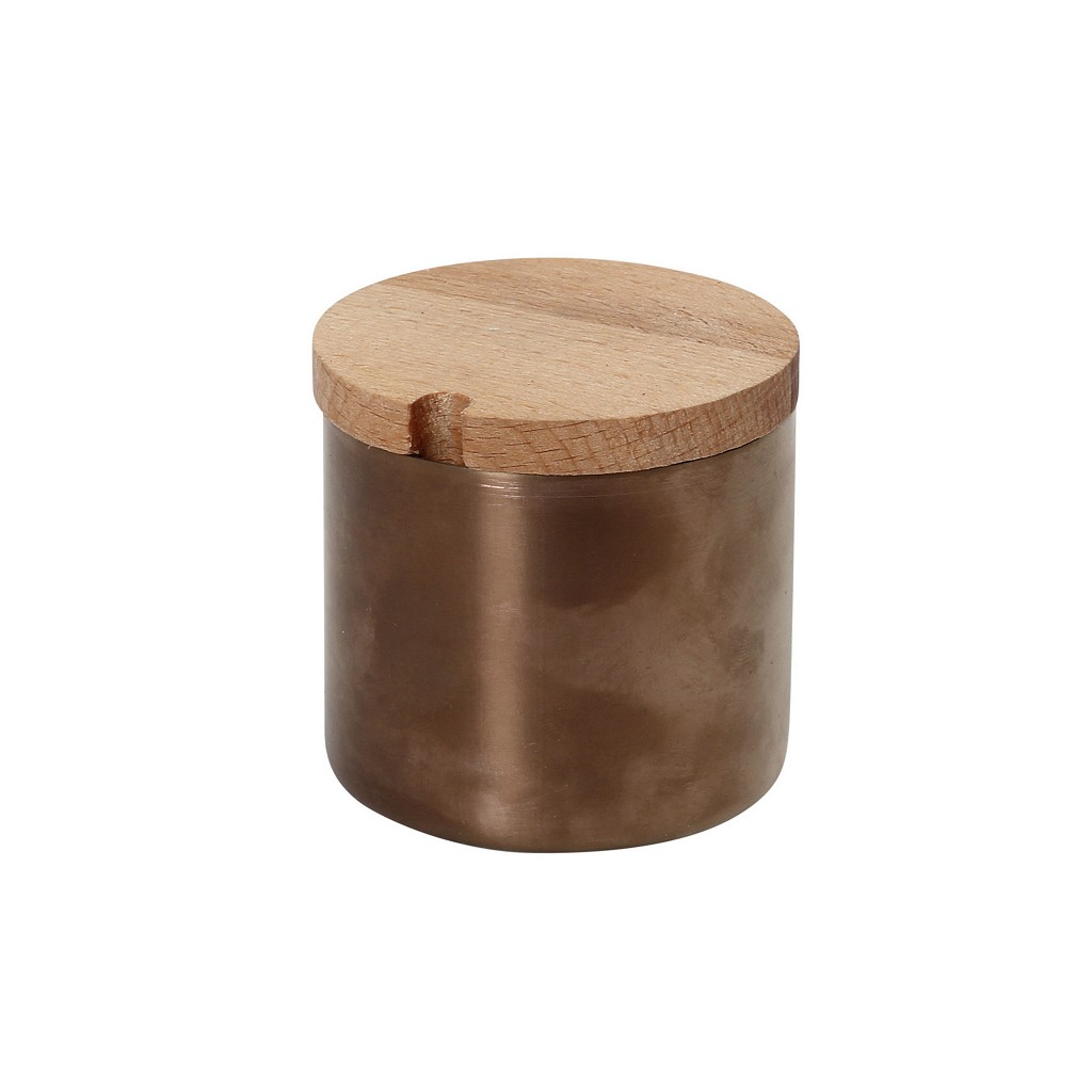Δοχείο Με Καπάκι Ανοξείδωτο-Ξύλινο Μπρονζέ ESPIEL 7x7x6,7εκ. SUT111 (Υλικό: Ξύλο, Χρώμα: Μπρονζέ) - ESPIEL - SUT111