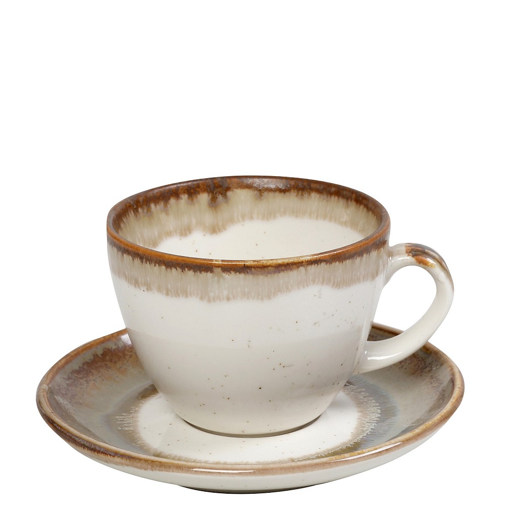 Φλυτζάνι Με Πιατάκι Καπουτσίνο Πορσελάνης Reactive Beig