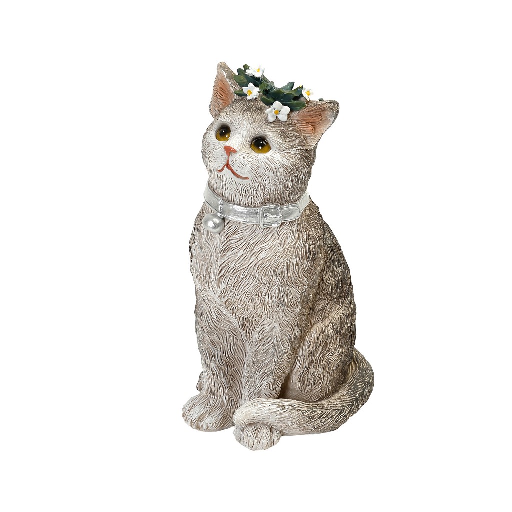 Διακοσμητικά Επιτραπέζια 24home - ΣΗΜΑΝΤΙΚΟ: Σε περίπτωση διαφοράς τιμής από το κατάστημα ισχύει παντα και μόνο η τιμή του καταστήματος Διακοσμητική Επιτραπέζια Γάτα Polyresin Γκρι ESPIEL 8x6