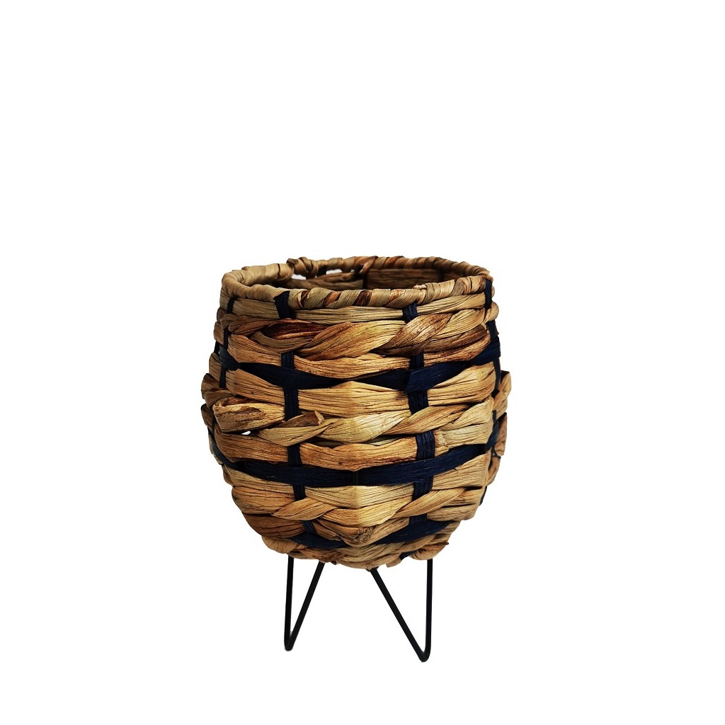 Φανάρι Ψάθινο Μαύρο-Μπεζ ESPIEL 17x23εκ. LUG113 (Υλικό: