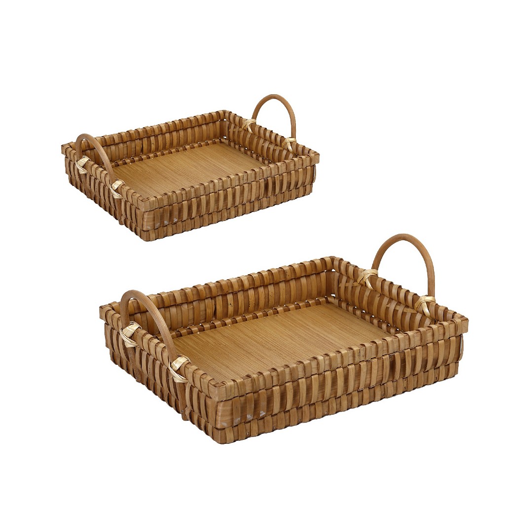 ESPIEL - ΣΗΜΑΝΤΙΚΟ: Σε περίπτωση διαφοράς τιμής από το κατάστημα ισχύει παντα και μόνο η τιμή του καταστήματος Καλάθι Σετ 2τμχ Με Λαβές Ψάθινο Μπεζ 43x33x9εκ.-38x27x9