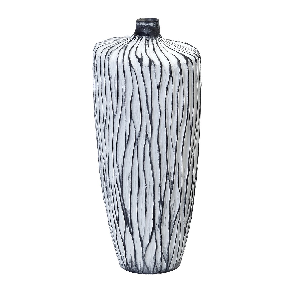 Διακοσμητικά Επιτραπέζια 24home - ΣΗΜΑΝΤΙΚΟ: Σε περίπτωση διαφοράς τιμής από το κατάστημα ισχύει παντα και μόνο η τιμή του καταστήματος Βάζο Κεραμικό Λευκό-Μαύρο ESPIEL 15,5x15,5x35,5εκ. TAS2