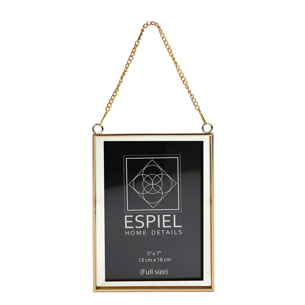 ESPIEL - ΣΗΜΑΝΤΙΚΟ: Σε περίπτωση διαφοράς τιμής από το κατάστημα ισχύει παντα και μόνο η τιμή του καταστήματος Κορνίζα Κρεμαστή Μεταλλική Χρυσή ESPIEL 20x25εκ. FAM716