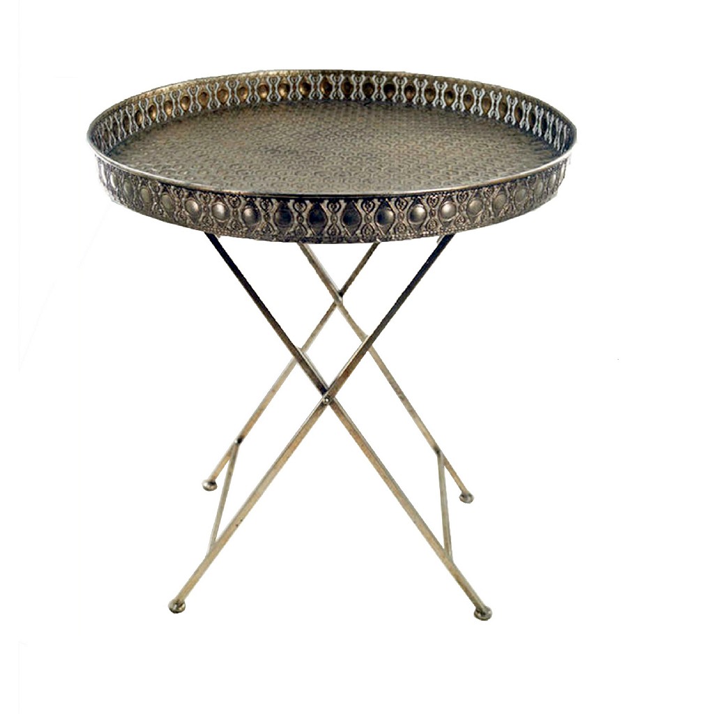 Έπιπλα σαλονιού 24home - ΣΗΜΑΝΤΙΚΟ: Σε περίπτωση διαφοράς τιμής από το κατάστημα ισχύει παντα και μόνο η τιμή του καταστήματος Τραπεζάκι Βοηθητικό Μεταλλικό Χρυσό 51,5x51,5x65,5εκ. E