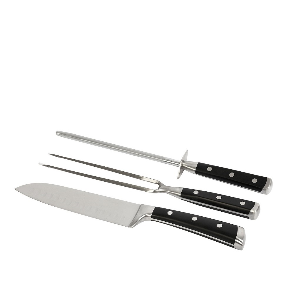 ESPIEL Σετ 3τμχ Μαχαίρι Shantoku, Πιρούνα & Ακονιστήρι Ανοξείδωτο 18εκ. ESPIEL HAS102 (Υλικό: Ανοξείδωτο) - ESPIEL - HAS102