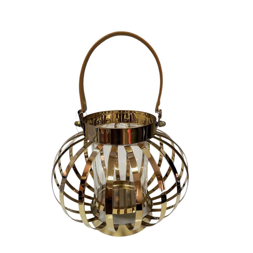 Διακοσμητικά Επιτραπέζια 24home - ΣΗΜΑΝΤΙΚΟ: Σε περίπτωση διαφοράς τιμής από το κατάστημα ισχύει παντα και μόνο η τιμή του καταστήματος Φανάρι Μεταλλικό Χρυσό ESPIEL 25,5x25,5x18,5εκ. DWAA100