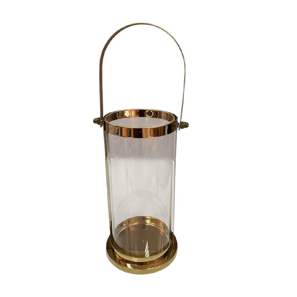 Φανάρι Μεταλλικό-Γυάλινο Χρυσό ESPIEL 12x12x23εκ. DWAA1