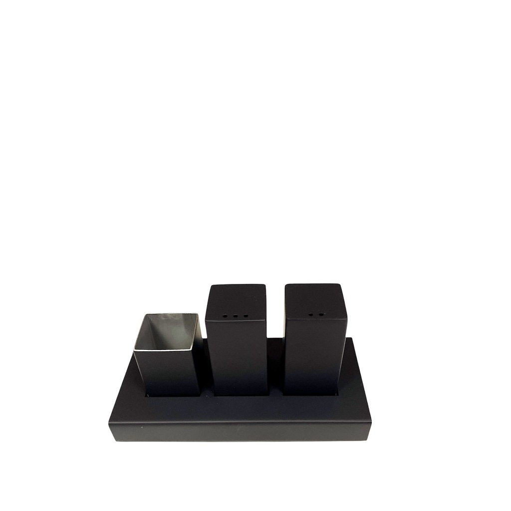 ESPIEL Σετ Αλατοπίπερο Με Θέση Για Οδοντογλυφίδες Ανοξείδωτο Μαύρο ESPIEL 14x6,5x8εκ. DWJA1002 (Υλικό: Ανοξείδωτο, Χρώμα: Μαύρο) - ESPIEL - DWJA1002