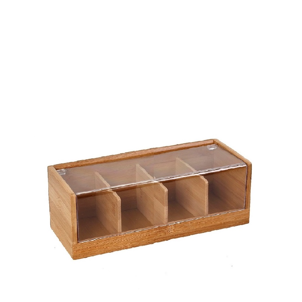 Διακοσμητικά Επιτραπέζια 24home - ΣΗΜΑΝΤΙΚΟ: Σε περίπτωση διαφοράς τιμής από το κατάστημα ισχύει παντα και μόνο η τιμή του καταστήματος Κουτί 4 Θέσεων Με Καπάκι Bamboo-Acrylic Natural 29x13x1