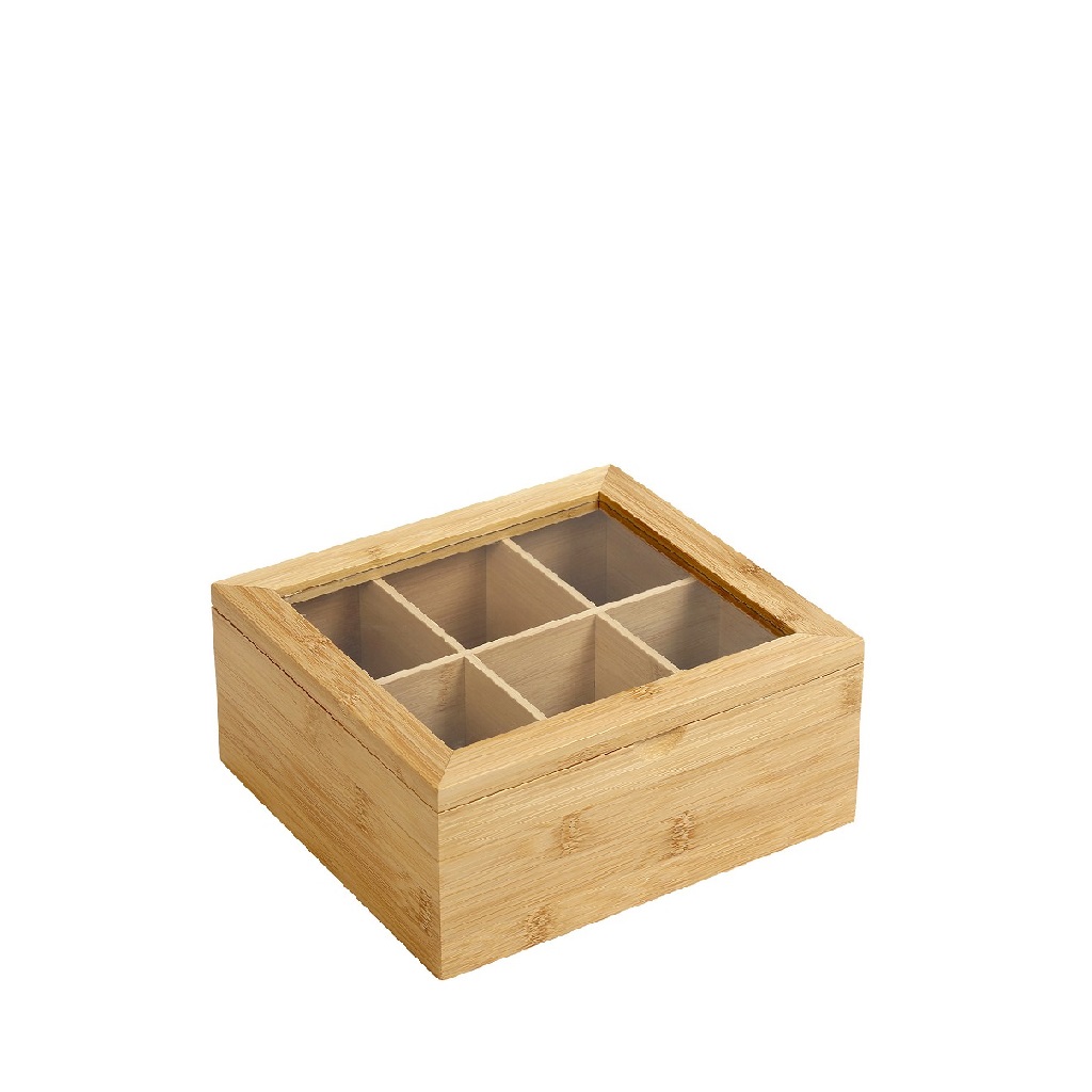 Κουτί 6 Θέσεων Με Καπάκι Bamboo-Acrylic Natural 22x20x9