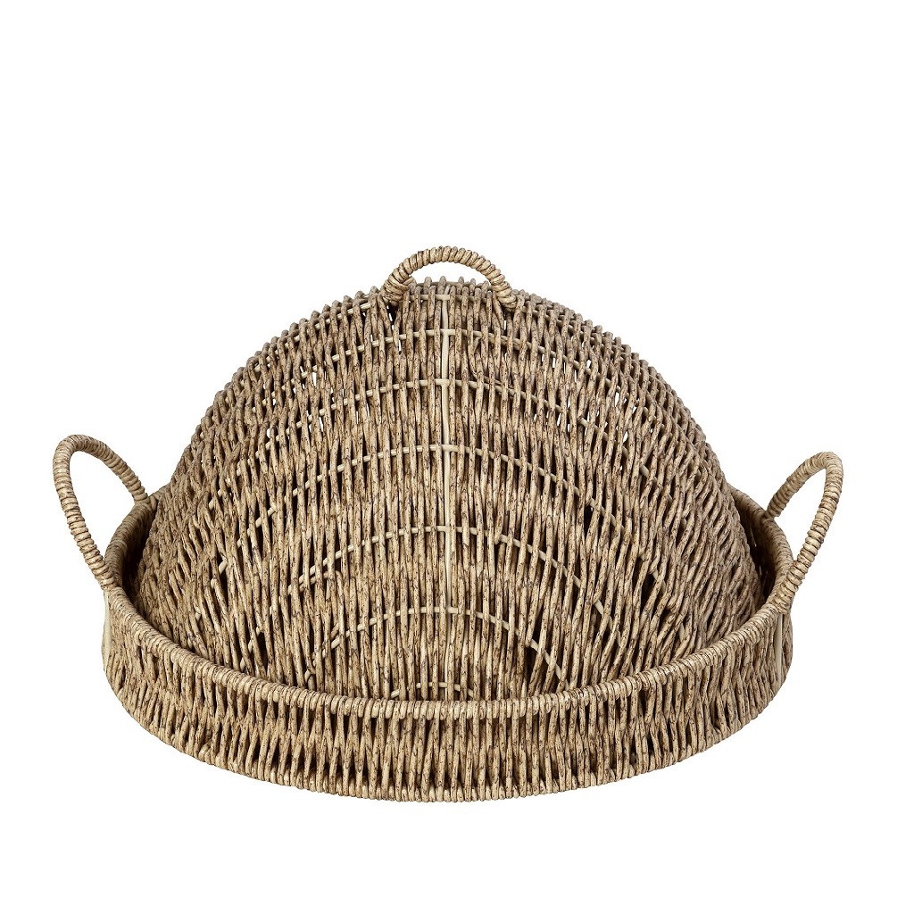 Διακοσμητικά και αξεσουαρ κουζίνας 24home - ΣΗΜΑΝΤΙΚΟ: Σε περίπτωση διαφοράς τιμής από το κατάστημα ισχύει παντα και μόνο η τιμή του καταστήματος Δίσκος Σερβιρίσματος Με Καπάκι Ψάθινος Μπεζ ESPIEL 32x3