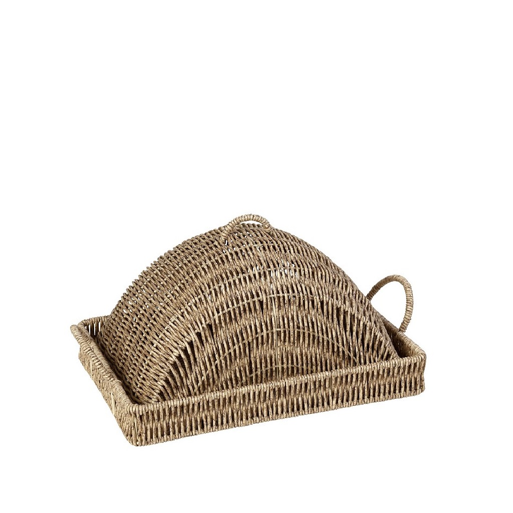 Διακοσμητικά και αξεσουαρ κουζίνας 24home - ΣΗΜΑΝΤΙΚΟ: Σε περίπτωση διαφοράς τιμής από το κατάστημα ισχύει παντα και μόνο η τιμή του καταστήματος Δίσκος Σερβιρίσματος Με Καπάκι Ψάθινος Μπεζ ESPIEL 29x2