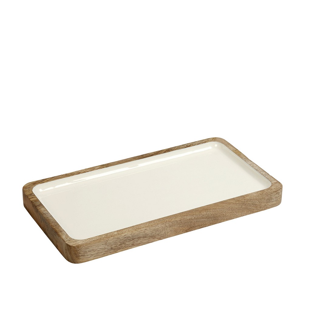 ESPIEL Πιατέλα Σερβιρίσματος Ξύλινη Μάνγκο Με Λευκή Επιφάνεια ESPIEL 32,5x17,6x3εκ. AKB105 (Υλικό: Ξύλο, Χρώμα: Λευκό) - ESPIEL - AKB105