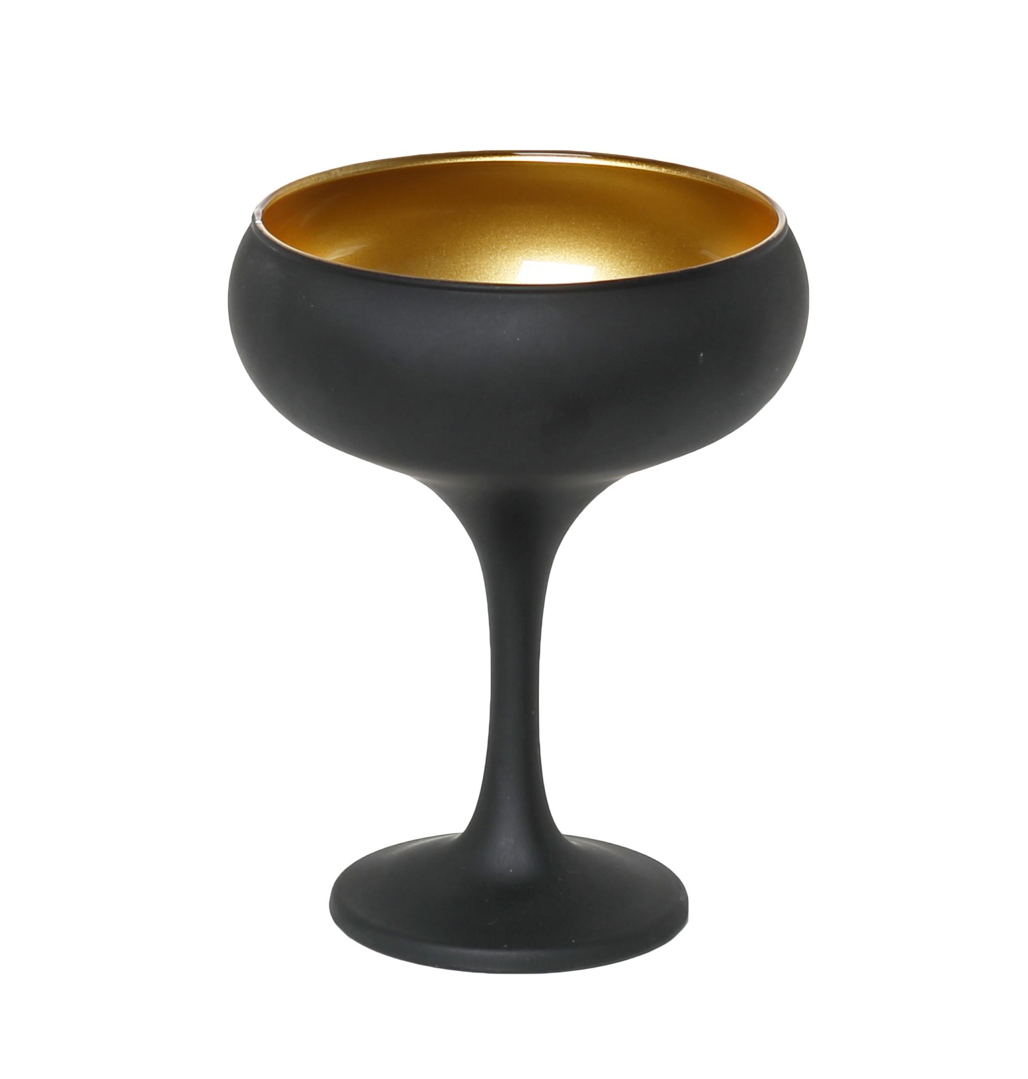 Ποτήρι Σαμπάνιας Γυάλινο Maya Coupe Μαύρο-Χρυσό ESPIEL 