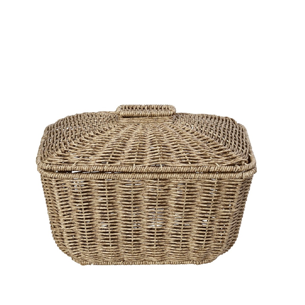 Διακοσμητικά Επιτραπέζια 24home - ΣΗΜΑΝΤΙΚΟ: Σε περίπτωση διαφοράς τιμής από το κατάστημα ισχύει παντα και μόνο η τιμή του καταστήματος Καλάθι Με Καπάκι Ψάθινο Μπεζ ESPIEL 30x22x23εκ. KOD140