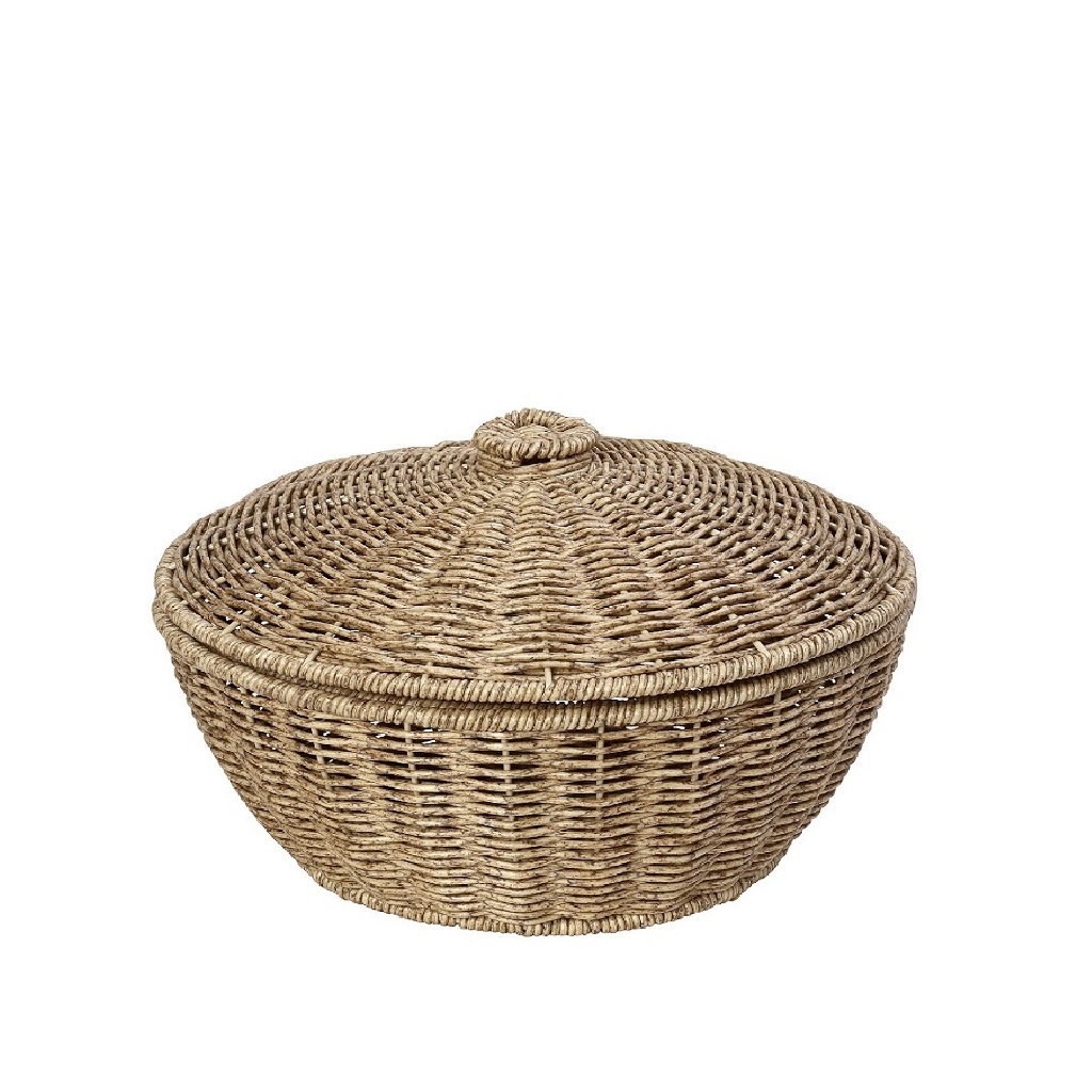 Διακοσμητικά Επιτραπέζια 24home - ΣΗΜΑΝΤΙΚΟ: Σε περίπτωση διαφοράς τιμής από το κατάστημα ισχύει παντα και μόνο η τιμή του καταστήματος Καλάθι Με Καπάκι Ψάθινο Μπεζ ESPIEL 23x23x15εκ. KOD143
