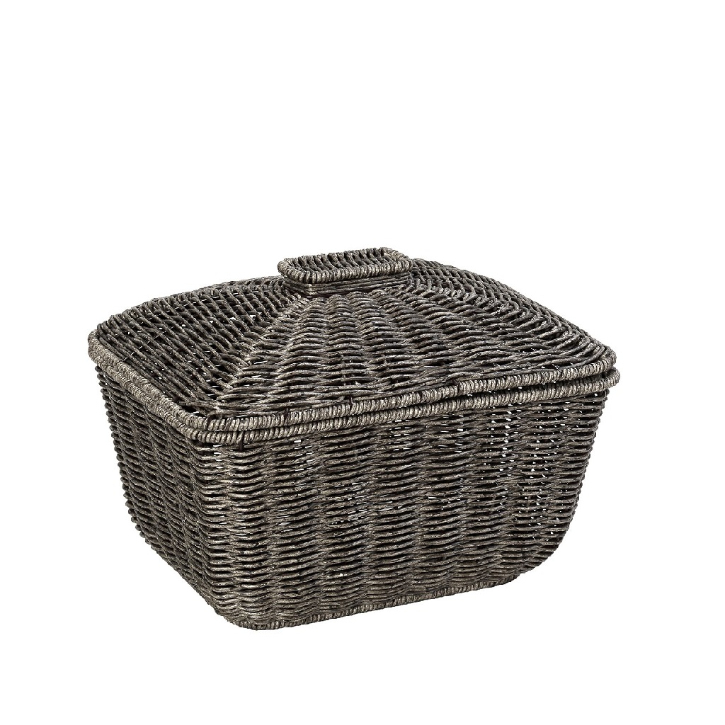Διακοσμητικά Επιτραπέζια 24home - ΣΗΜΑΝΤΙΚΟ: Σε περίπτωση διαφοράς τιμής από το κατάστημα ισχύει παντα και μόνο η τιμή του καταστήματος Καλάθι Με Καπάκι Ψάθινο Γκρι ESPIEL 30x22x23εκ. KOD240