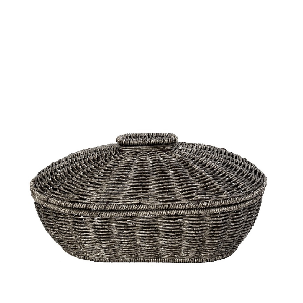 ESPIEL - ΣΗΜΑΝΤΙΚΟ: Σε περίπτωση διαφοράς τιμής από το κατάστημα ισχύει παντα και μόνο η τιμή του καταστήματος Καλάθι Με Καπάκι Ψάθινο Γκρι ESPIEL 33x22x15εκ. KOD241