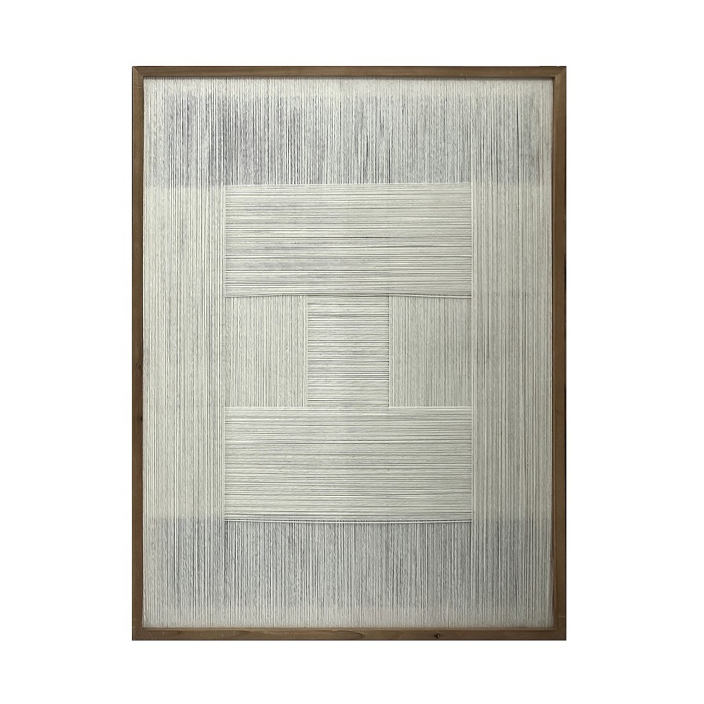 Πίνακας Με Ξύλινη Κορνίζα Και Νήμα Μπεζ-Γκρι ESPIEL 60x