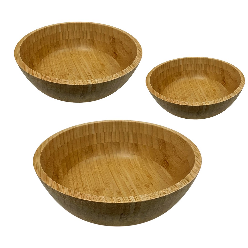 Μπωλ Σερβιρίσματος Σετ 3τμχ Bamboo ESPIEL 30,5x10,5εκ.-25x8εκ.-20x6εκ. DWMA1002 (Υλικό: Bamboo, Χρώμα: Natural) - ESPIEL - DWMA1002