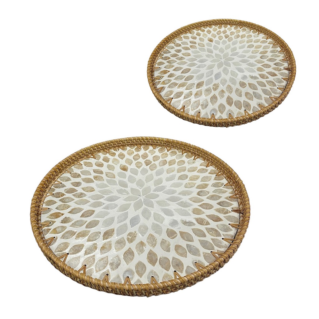 ESPIEL - ΣΗΜΑΝΤΙΚΟ: Σε περίπτωση διαφοράς τιμής από το κατάστημα ισχύει παντα και μόνο η τιμή του καταστήματος Διακοσμητικός Δίσκος Σετ 2τμχ Rattan Καφέ ESPIEL 35εκ.-