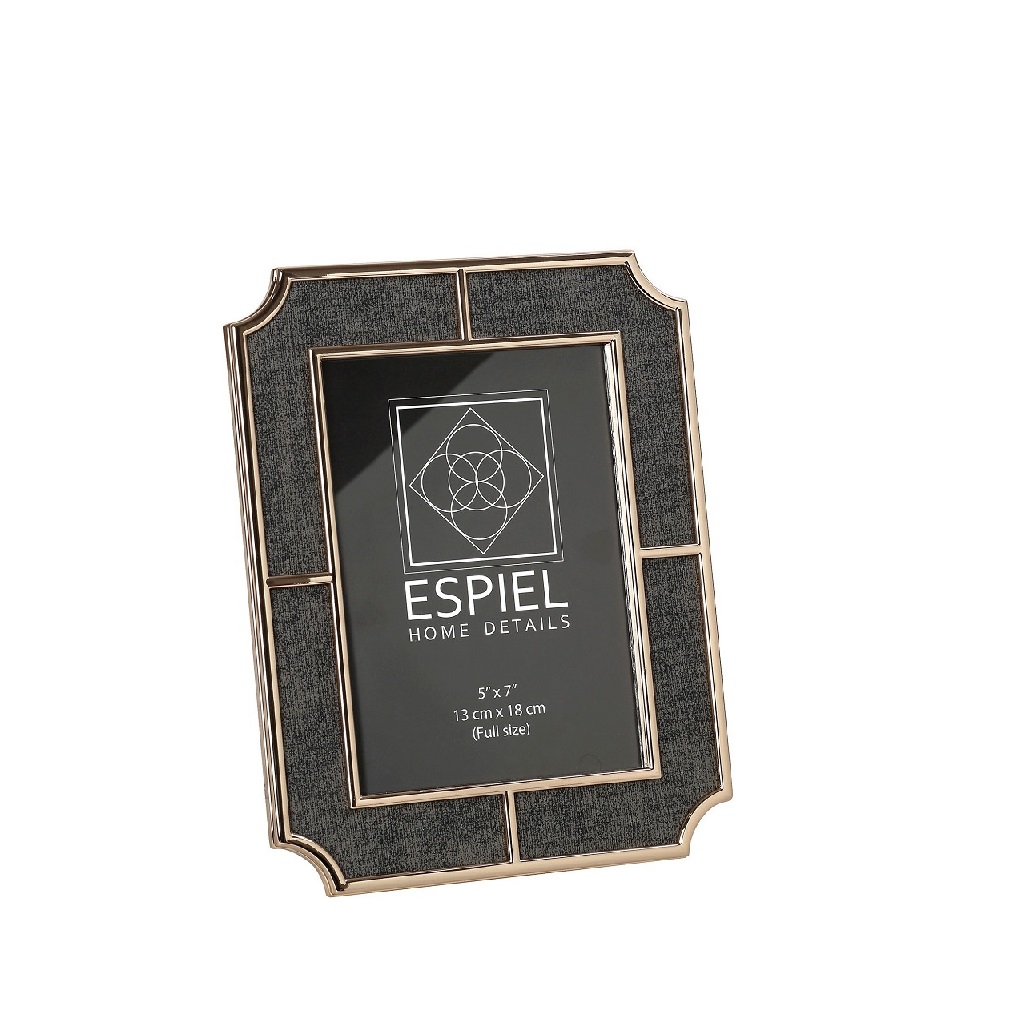 Κορνίζες 24home - ΣΗΜΑΝΤΙΚΟ: Σε περίπτωση διαφοράς τιμής από το κατάστημα ισχύει παντα και μόνο η τιμή του καταστήματος Κορνίζα Μεταλλική Με Γκρι Ύφασμα ESPIEL 13x18εκ. FAM742