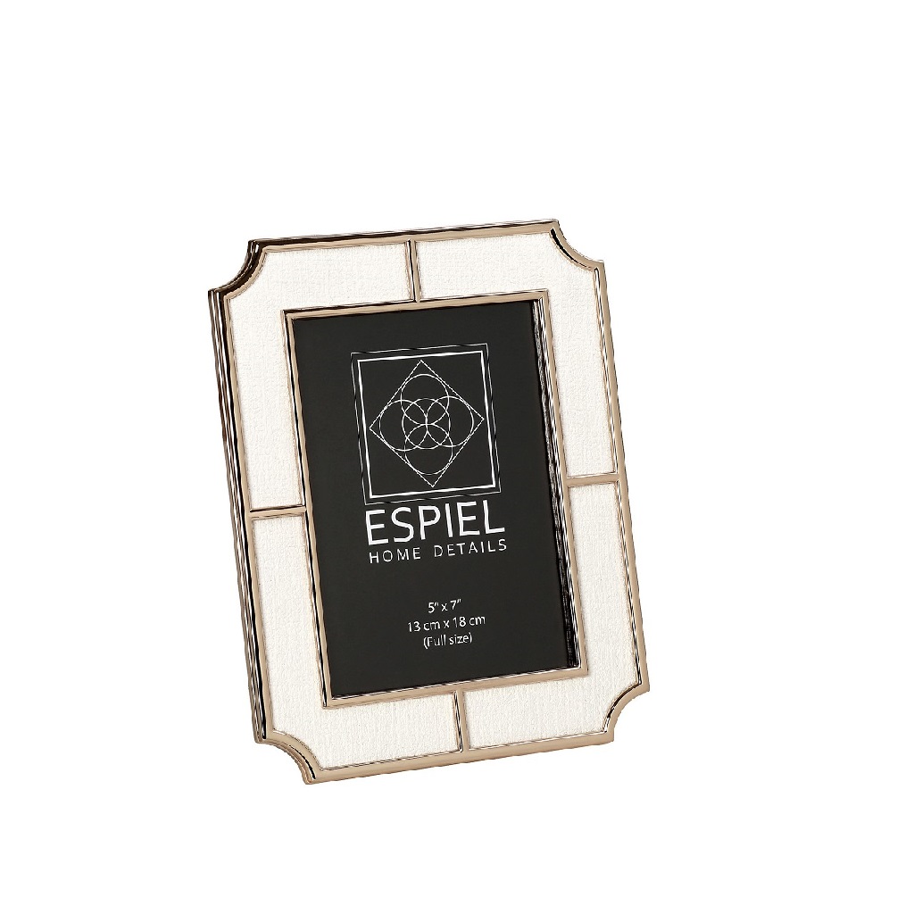 Κορνίζα Μεταλλική Με Λευκό Ύφασμα ESPIEL 13x18εκ. FAM74