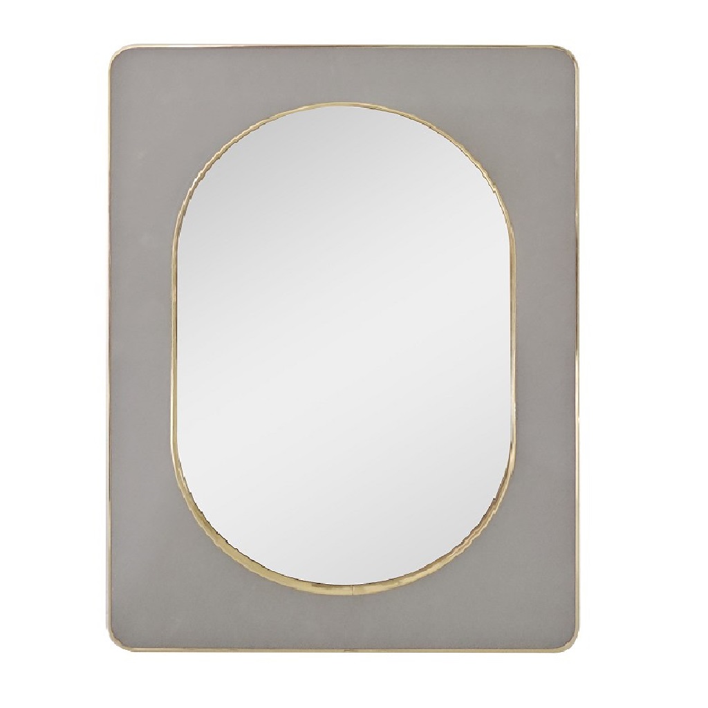 Καθρέπτης Τοίχου Βελούδινος Γκρι-Χρυσός 50x70εκ. ESPIEL ECO602 (Ύφασμα: Βελούδο, Χρώμα: Γκρι) - ESPIEL - ECO602