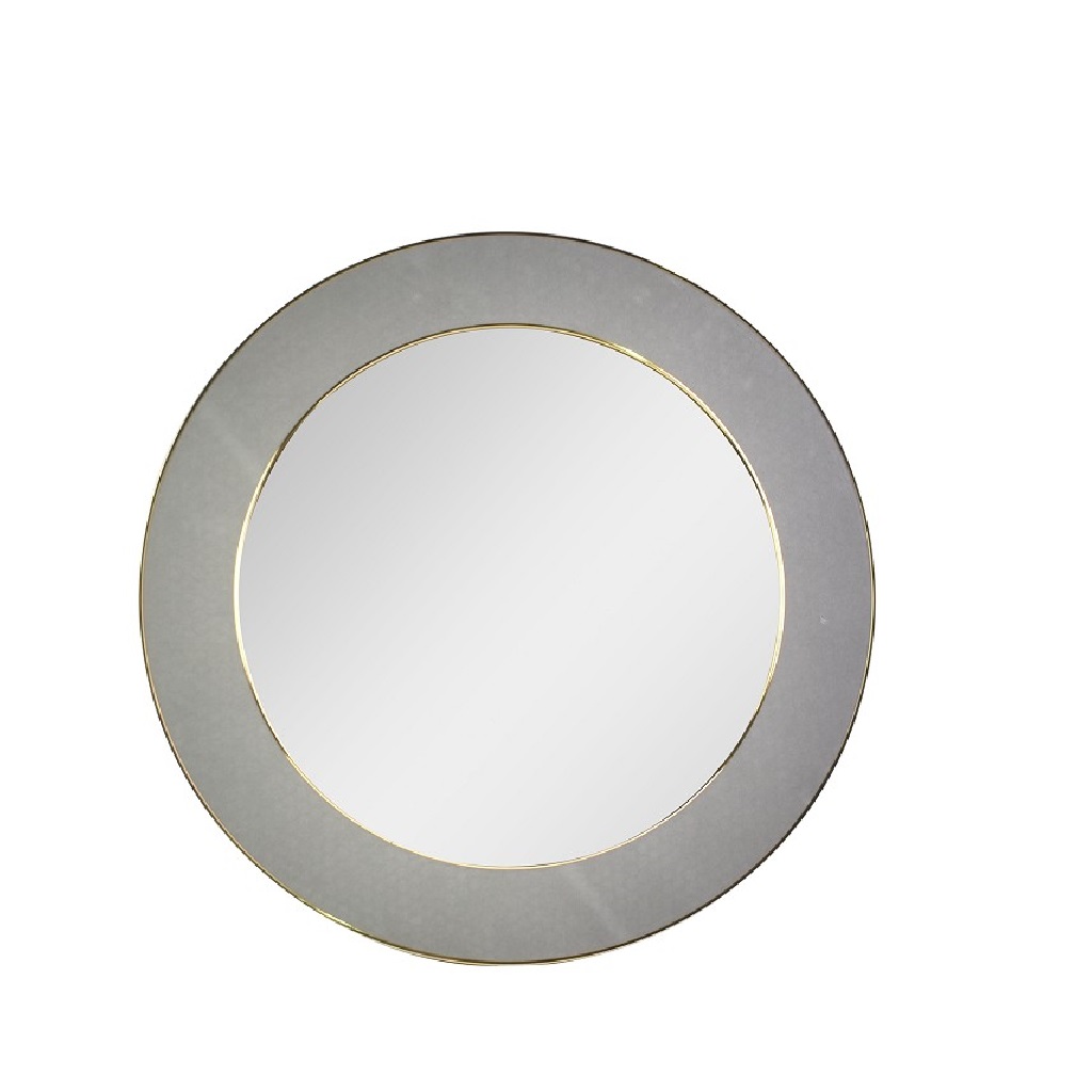 Καθρέπτης Τοίχου Στρογγυλός Βελούδινος Γκρι-Χρυσός 60εκ. ESPIEL ECO608 (Ύφασμα: Βελούδο, Χρώμα: Γκρι) - ESPIEL - ECO608