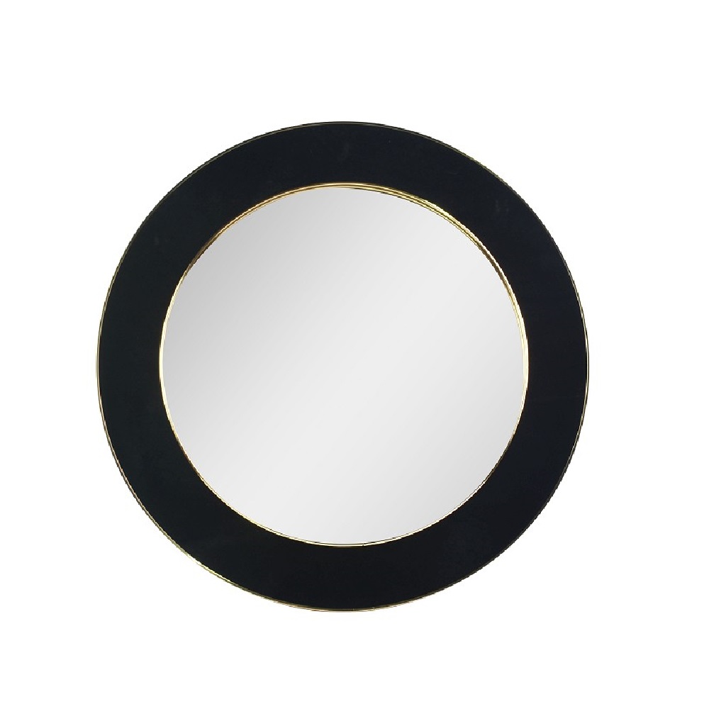 Καθρέπτης Τοίχου Στρογγυλός Βελούδινος Μαύρος-Χρυσός 60εκ. ESPIEL ECO609 (Ύφασμα: Βελούδο, Χρώμα: Μαύρο) - ESPIEL - ECO609