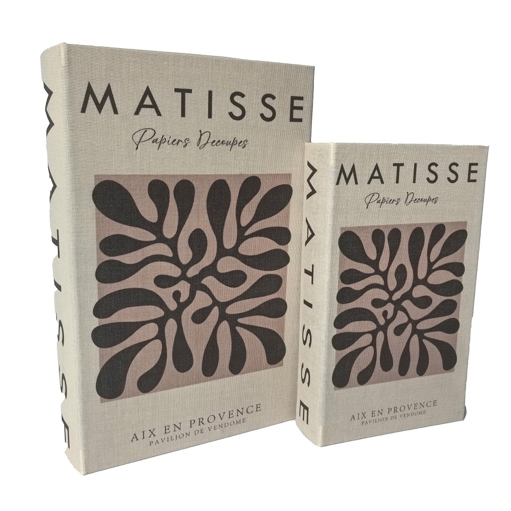 Διακοσμητικό Κουτί Βιβλίο Σετ 2τμχ Ξύλινο Μπεζ ESPIEL 3