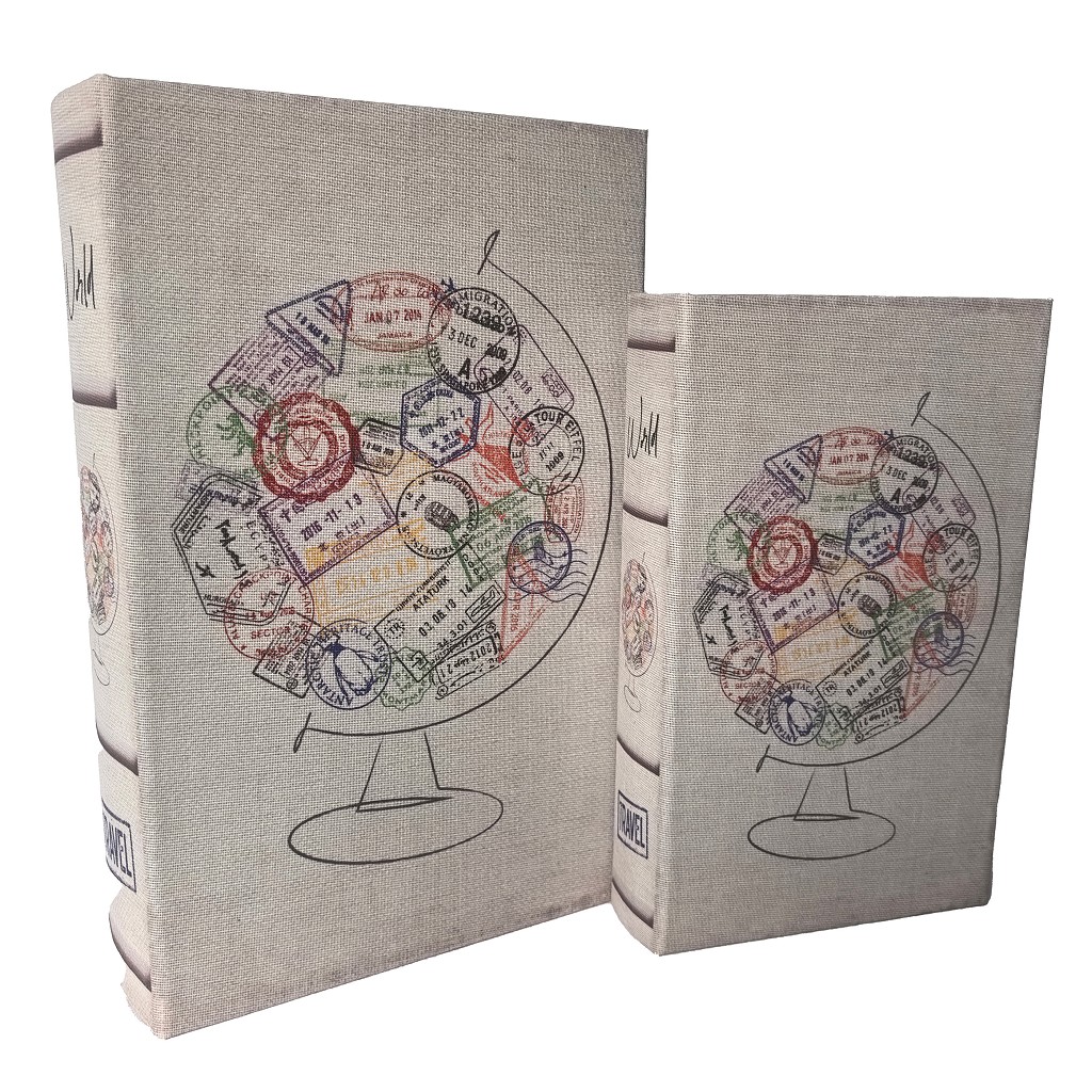 Διακοσμητικό Κουτί Βιβλίο Σετ 2τμχ Ξύλινο Γκρι ESPIEL 3