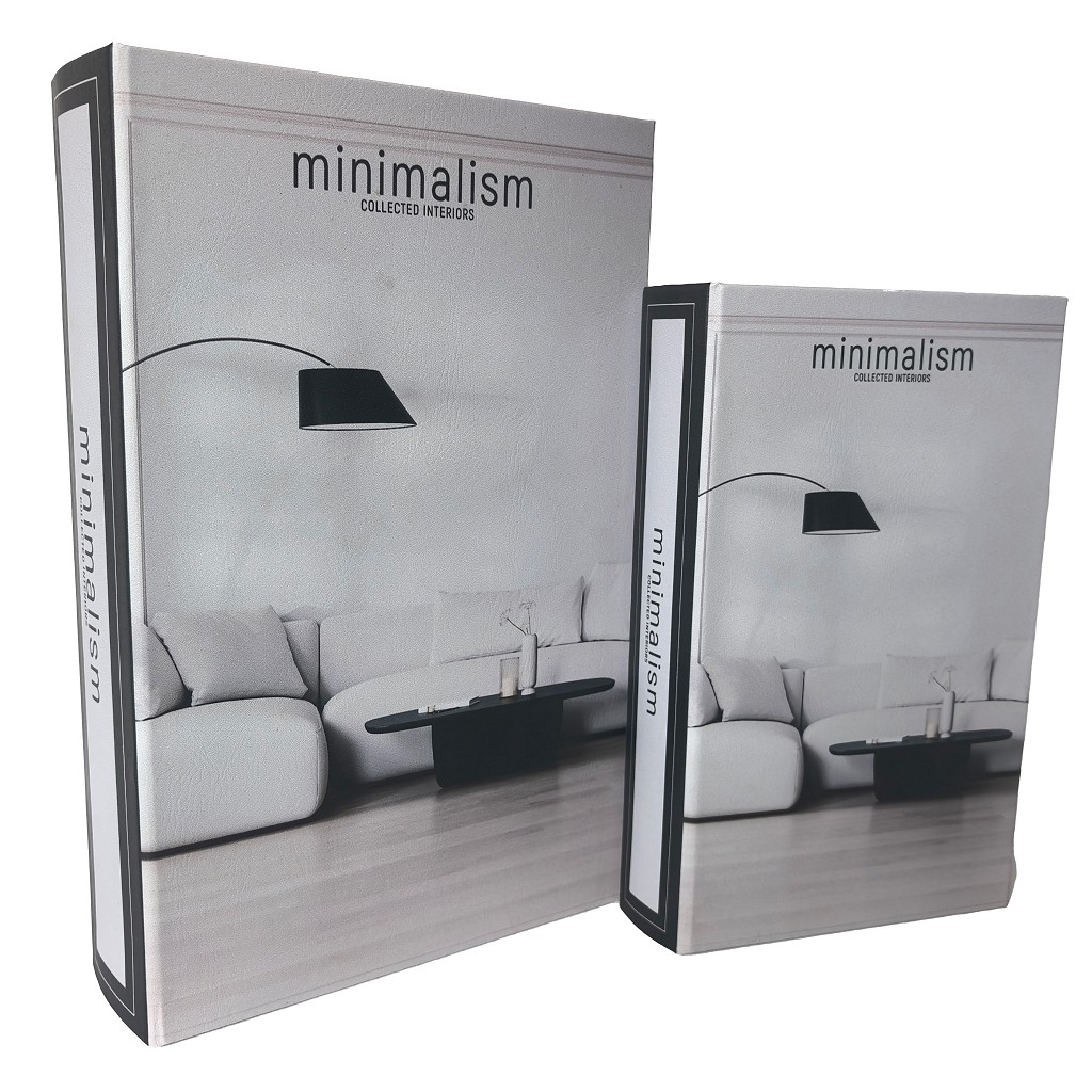 Διακοσμητικό Κουτί Βιβλίο Σετ 2τμχ Ξύλινο Γκρι-Μαύρο ES