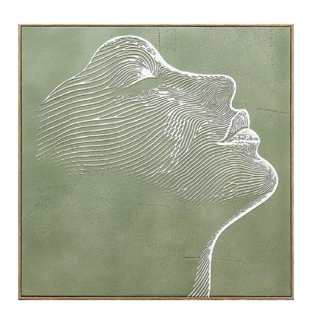 Πίνακας Χειροποίητος Σε Καμβά Mdf-Ps Plastic Πράσινος-Λευκός ESPIEL 60x3x60εκ. FAL416 (Υλικό: Mdf, Ύφασμα: Καμβάς, Χρώμα: Λευκό) - ESPIEL - FAL416